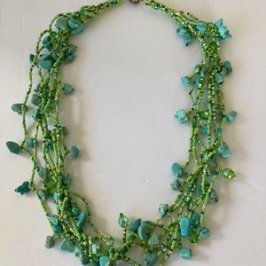 Faux Turquoise Beaded Necklace. $14